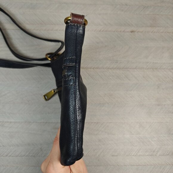 Vintage Fossil Voyager Black Pebbled Leather Crossbody Bag With Adjustable Strap - Picture 7 of 9